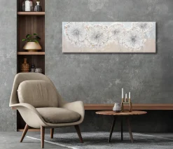 Bönninghoff Ölgemälde »handarbeit PUSTEBLUMEN 40x120 cm – Wandbild Kunst Deko« Blumen 1 Stk. tlg. handgefertigt, jedes Bild ein Unikat