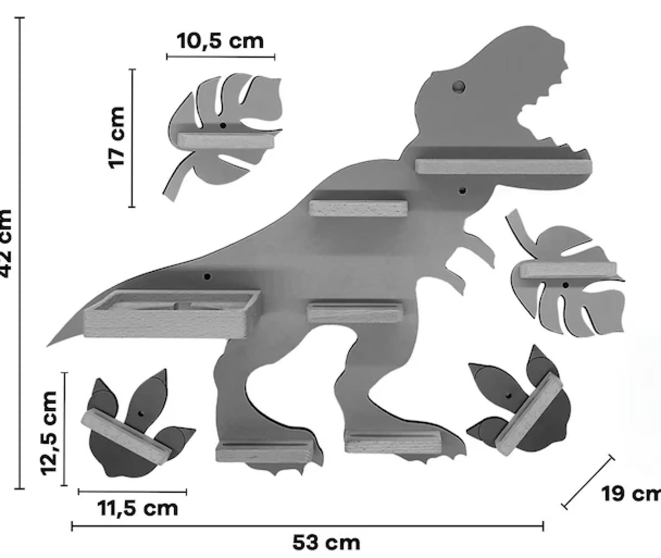 Boarti Wandregal »Regal Dinosaurier Kinder Toniebox Tonies Figuren« 5 Stk. tlg.