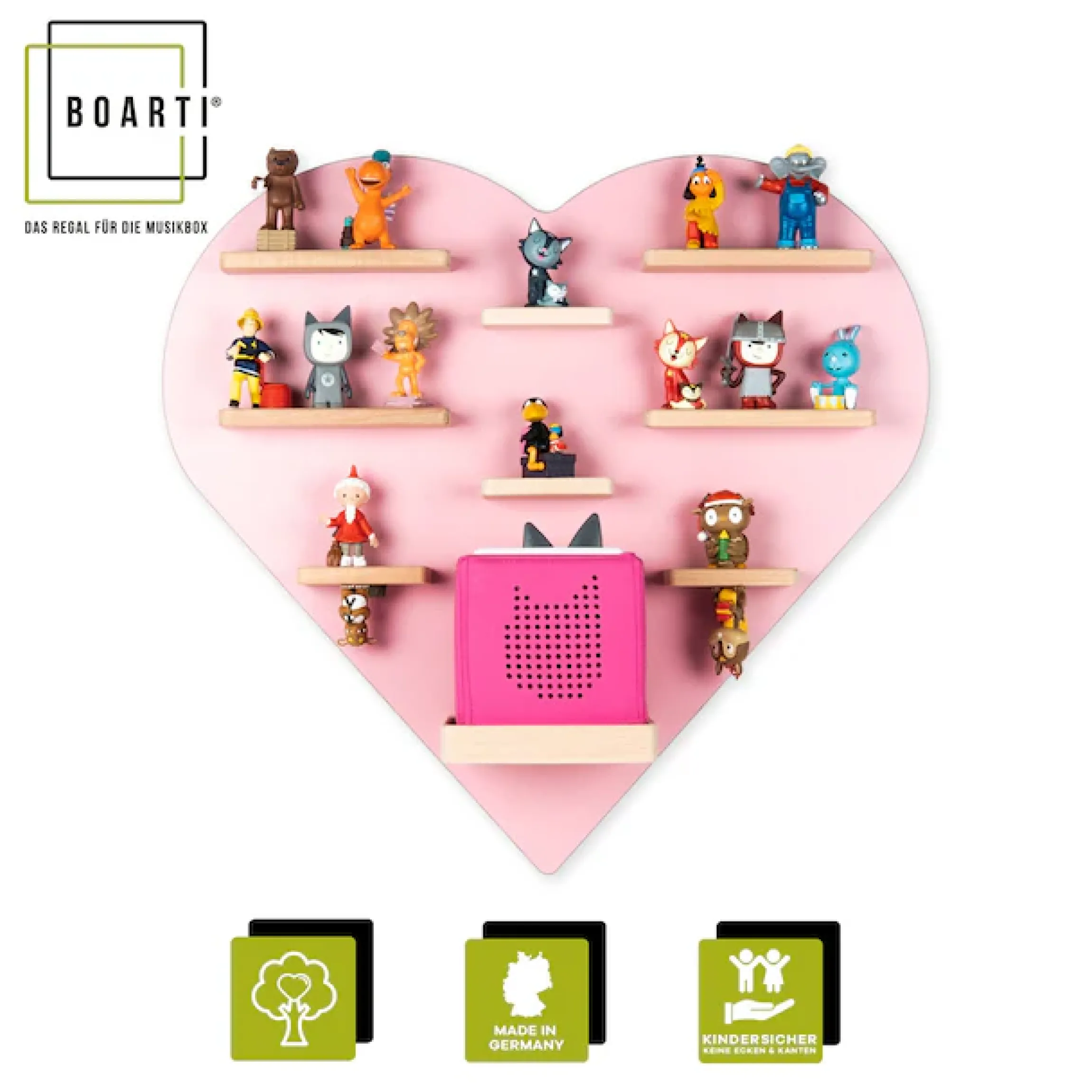 Boarti Wandregal »Regal Holz Herz Kinder Toniebox Tonies Figuren« 1 Stk. tlg.