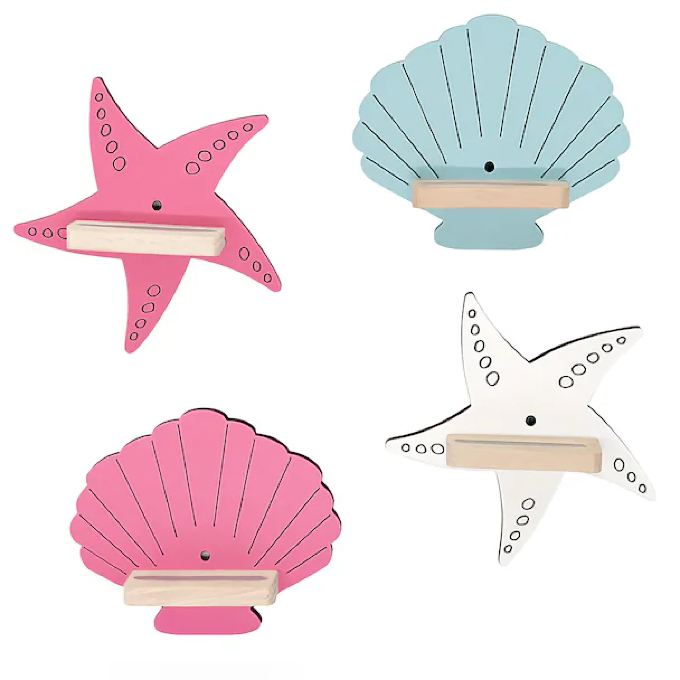 Boarti Wandregal »Regal Muschel Stern Kinder Toniebox Tonies Figuren« 4 Stk. tlg.