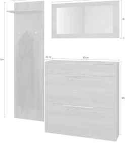 borchardt Möbel Garderoben-Set »Oliva, Hängeschuhschrank, Spiegel, Garderobenpaneel« 3 Stk. tlg.