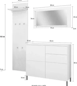 borchardt Möbel Garderoben-Set »Haama 3-teilig mit Kommode, Wandpaneel und Spiegel« 3 Stk. tlg.