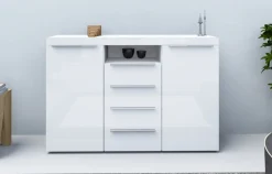 borchardt Möbel Highboard »Durban, Breite 139cm, Kommode mit glänzenden Metallgriffen« viel Stauraum, Türen und Schubladen, Einlegeböden verstellbar