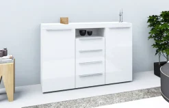 borchardt Möbel Highboard »Durban, Breite 139cm, Kommode mit glänzenden Metallgriffen« viel Stauraum, Türen und Schubladen, Einlegeböden verstellbar