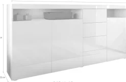 borchardt Möbel Highboard »Kapstadt, Breite 200cm, Kommode mit Drucköffner« Türen, Schubladen, offene Fächer, viel Stauraum, praktisch, modern