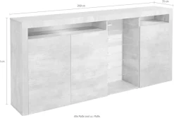 borchardt Möbel Highboard »Santa Fé, Sideboard mit eleganten Glasböden, Breite 200 cm« Breite 200 cm
