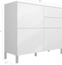 borchardt Möbel Kommode »Haama, Sideboard mit Metallfüßen, Push-to-open-Technik, Breite 93 cm« Push-To-Open, verstellbare Einlegeböden, viel Stauraum, Breite 93cm