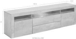 borchardt Möbel Lowboard »Santa Fé, TV-Schrank 166 cm breit« Push-to-open-Funktion, 2 Türen, 2 Schubkästen und 3 offene Fächer