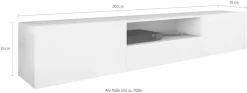 borchardt Möbel Lowboard »Sophia« Breite 200 cm mit 2 Klappen und 1 Schubkasten, stehend und hängend