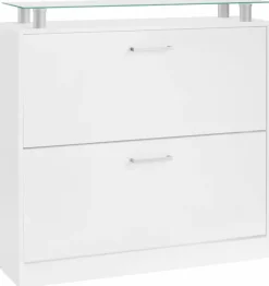 borchardt Möbel Schuhschrank »Finn, Schuhregal, Schuhkipper für 12-16 Paar Schuhe« 2 Klappen mit Doppelschuhtrommeln, Glasablage, platzsparend