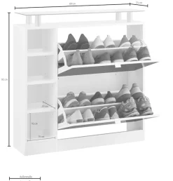 borchardt Möbel Schuhschrank »Dolly, Schuhregal, Schuhkipper mit Glasablage und Metallgriffen« Breite 89 cm