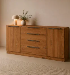 borchardt Möbel Sideboard »Tom, moderne Kommode mit dunklen Metallgriffen« 166cm, 2 Türen 4 Schubfächer, variable Einlegeböden, viel Stauraum