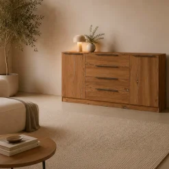 borchardt Möbel Sideboard »Tom, moderne Kommode mit dunklen Metallgriffen« 166cm, 2 Türen 4 Schubfächer, variable Einlegeböden, viel Stauraum