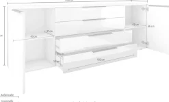 borchardt Möbel Sideboard »Tom, moderne Kommode mit Metallgriffen, 200cm breit« 2 Türen, 3 Schubfächer, Metallgriffe anthrazit,