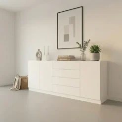 borchardt Möbel Sideboard »Vaasa, Kommode mit 3 Türen und 4 Schubkästen auf Kugelführungen« Sideboard Breite 190 cm, Höhe 79 cm, mit Push-to-open-Funktion