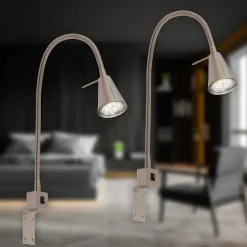 Briloner Leuchten Bettleuchte »TUSO 2er Set LED Bettleuchte Schlafzimmer Wohnzimmer« 2er Set LED Bettleuchte Schlafzimmer Wohnzimmer Matt-Nickel