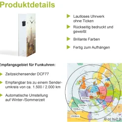 Bruno Banani Wanduhr »Thin Stripes auf Glas« wahlweise mit Quarz- oder Funkuhrwerk, lautlos ohne Tickgeräusche