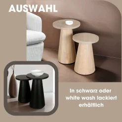 byLIVING Beistelltisch »Cone« Set,aus Massivholz in schwarz oder white wash, verschiedenen Größen