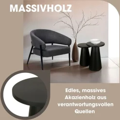 byLIVING Beistelltisch »Cone« Set,aus Massivholz in schwarz oder white wash, verschiedenen Größen