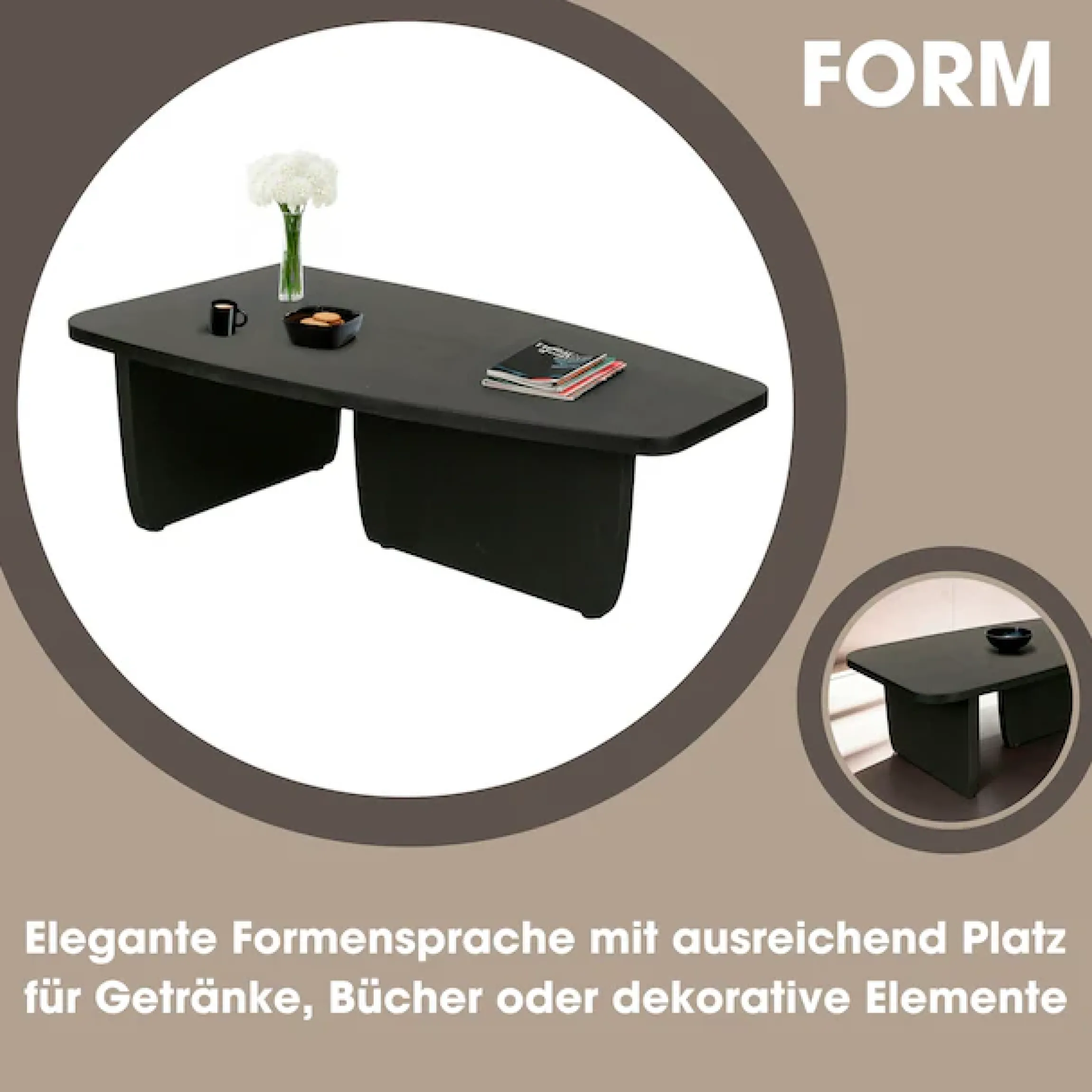 byLIVING Couchtisch »Bolt« 1 Stk. tlg. Freiform Tisch in Akazie Massivholz schwarz lackiert, 25mm Tischplatte