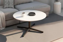 byLIVING Couchtisch »Cup« 1 Stk. tlg. modernes, rundes Design in Keramikoptik mit Kreuzgestell, 70cm