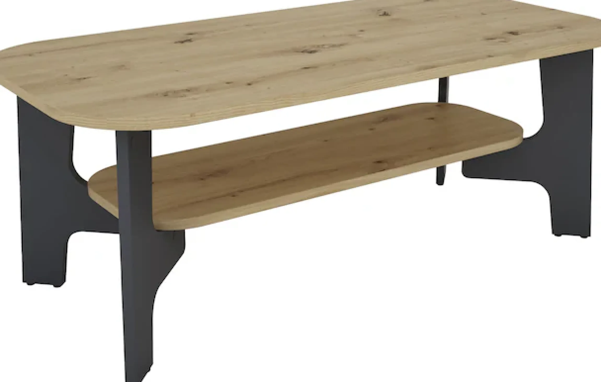 byLIVING Couchtisch »JONNY« Tischplatte Artisan Eiche o. Old Wood, Gestell anthrazit, Ablageboden