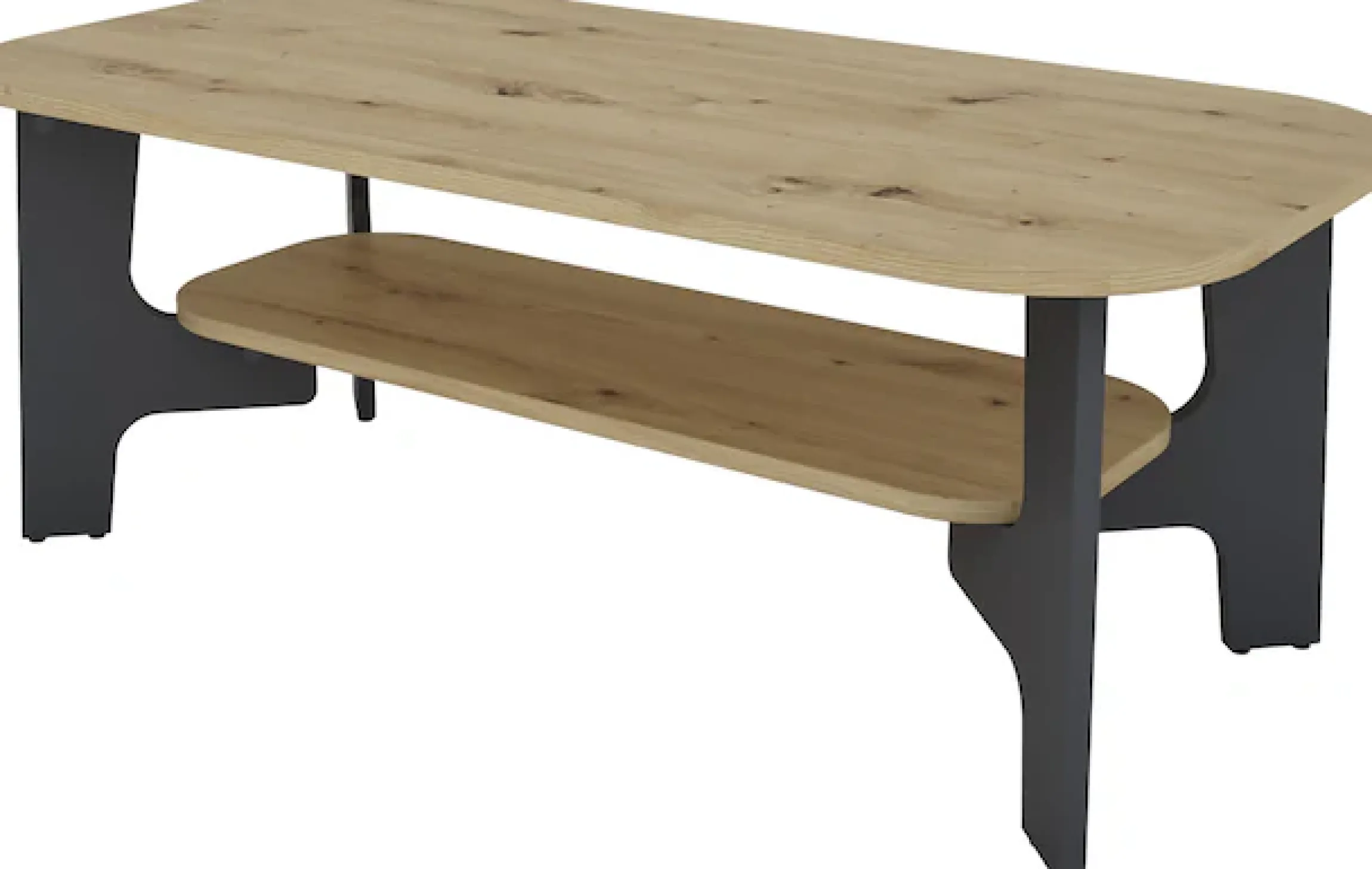 byLIVING Couchtisch »JONNY« Tischplatte Artisan Eiche o. Old Wood, Gestell anthrazit, Ablageboden