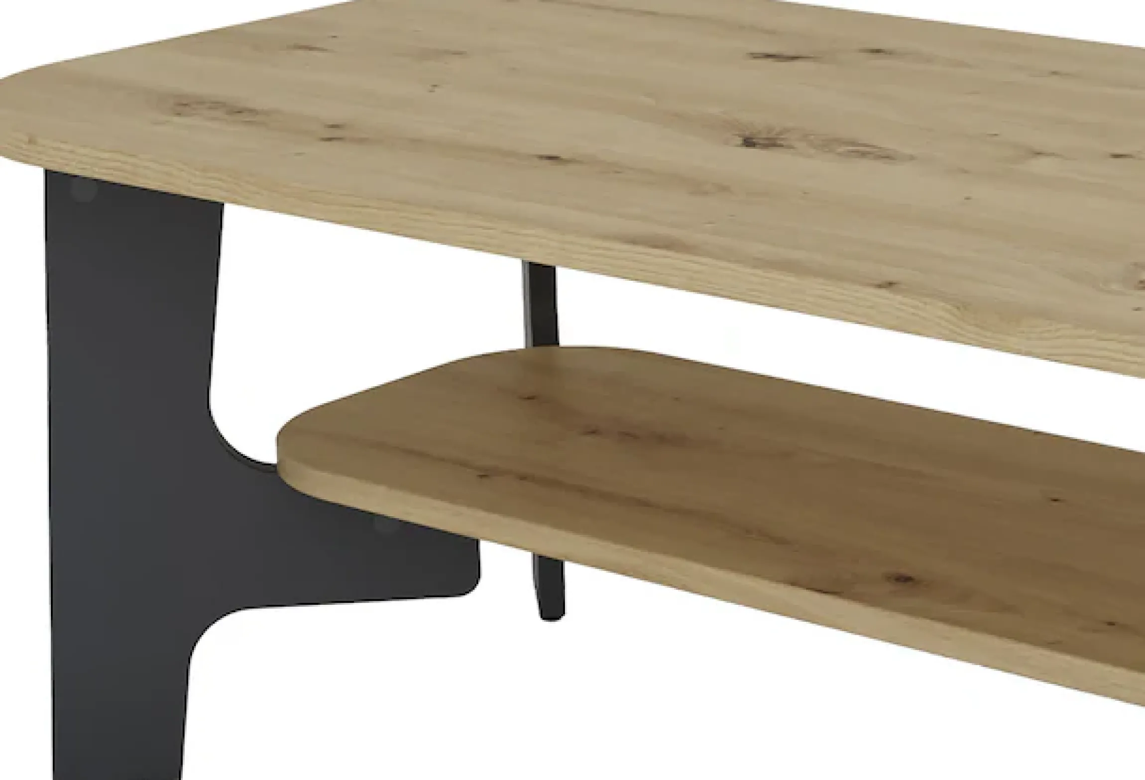 byLIVING Couchtisch »JONNY« Tischplatte Artisan Eiche o. Old Wood, Gestell anthrazit, Ablageboden