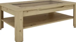 byLIVING Couchtisch »RALPH« Tischplatte mit Glaseinlage, Stauraum, 1 Schubkasten, Rollschubführung