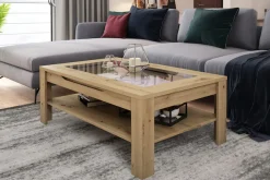 byLIVING Couchtisch »RALPH« Tischplatte mit Glaseinlage, Stauraum, 1 Schubkasten, Rollschubführung