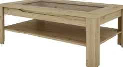 byLIVING Couchtisch »RALPH« Tischplatte mit Glaseinlage, Stauraum, 1 Schubkasten, Rollschubführung