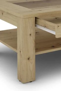 byLIVING Couchtisch »RALPH« Tischplatte mit Glaseinlage, Stauraum, 1 Schubkasten, Rollschubführung