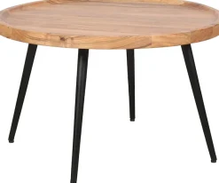 byLIVING Couchtisch »Romy« mit massiver Akazien - Platte und schwarzem Metallgestell, rund 75cm