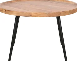 byLIVING Couchtisch »Romy« mit massiver Akazien - Platte und schwarzem Metallgestell, rund 75cm