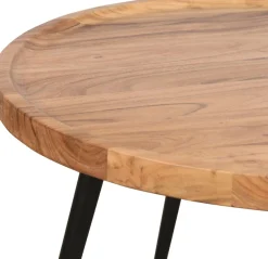 byLIVING Couchtisch »Romy« mit massiver Akazien - Platte und schwarzem Metallgestell, rund 75cm