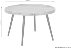 byLIVING Couchtisch »Romy« mit massiver Akazien - Platte und schwarzem Metallgestell, rund 75cm