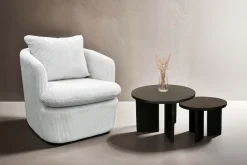 byLIVING Couchtisch »Round« Set,aus 2,5cm starkem Massivholz schwarz, einzeln oder im Set stellbar