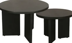 byLIVING Couchtisch »Round« Set,aus 2,5cm starkem Massivholz schwarz, einzeln oder im Set stellbar