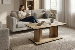 byLIVING Couchtisch »TOM« Eiche-Optik oder Weiß, Kante schwarz, Belastbarkeit 40 kg, B: 110 cm