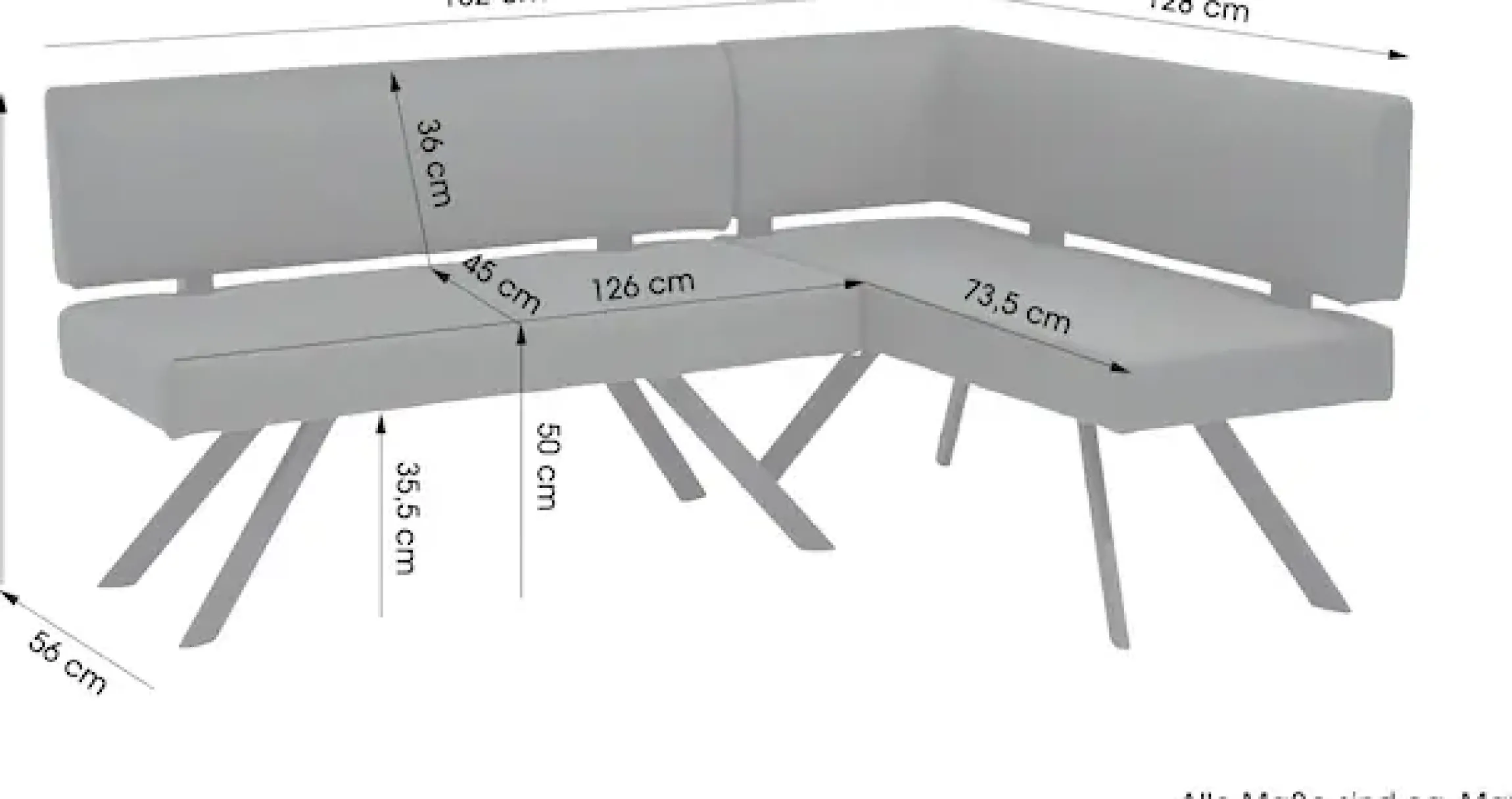 byLIVING Eckbank »TORONTO« Webstoff, bis 160 kg, Taschenfederkern, 4-Fußgestell, 3 Sitzplätze