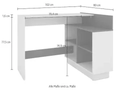 byLIVING Eckschreibtisch »Bern« platzsparender Schreibtisch, rechts und links montierbar, 102x80cm.