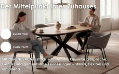 byLIVING Esstisch »NEVADA« Tischplatte Eiche natur, bis 100 kg, Säule (X-förmig), Mittelauszug