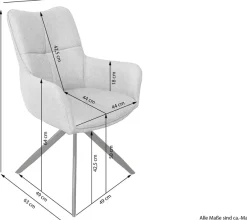 byLIVING Esszimmerstuhl »HAMILTON« (Set) 2 Stk.Webstoff, bis 110 kg, 360° drehbar, Schaumstoff, 4er Kreuzgestell