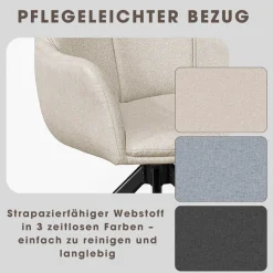 byLIVING Esszimmerstuhl »HAMILTON« (Set) 2 Stk.Webstoff, bis 110 kg, 360° drehbar, Schaumstoff, 4er Kreuzgestell