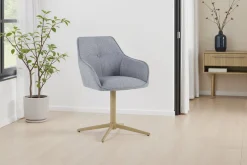 byLIVING Esszimmerstuhl »OTTAWA« (Set) 2 Stk.Webstoff, 110 kg, 360° drehbar, umlaufendem Keder, Zierknopf im Rücken