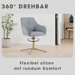 byLIVING Esszimmerstuhl »OTTAWA« (Set) 2 Stk.Webstoff, 110 kg, 360° drehbar, umlaufendem Keder, Zierknopf im Rücken