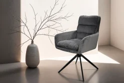 byLIVING Esszimmerstuhl »Pura« (Set) 2 Stk.Sitzschale 360°drehbar, Metall schwarz, Armlehnstuhl, diverse Farben