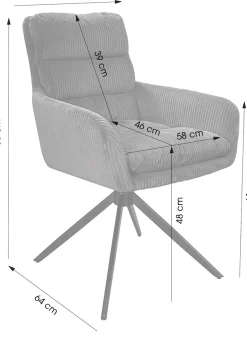 byLIVING Esszimmerstuhl »Pura« (Set) 2 Stk.Sitzschale 360°drehbar, Metall schwarz, Armlehnstuhl, diverse Farben