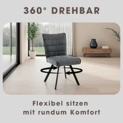 byLIVING Esszimmerstuhl »ROBBIE« (Set) 2 Stk.Microfaser, 360° drehbar, Taschenfederkern,Steppung Rücken, Keder