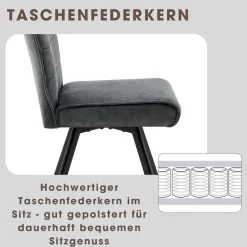 byLIVING Esszimmerstuhl »ROBBIE« (Set) 2 Stk.Microfaser, 360° drehbar, Taschenfederkern,Steppung Rücken, Keder